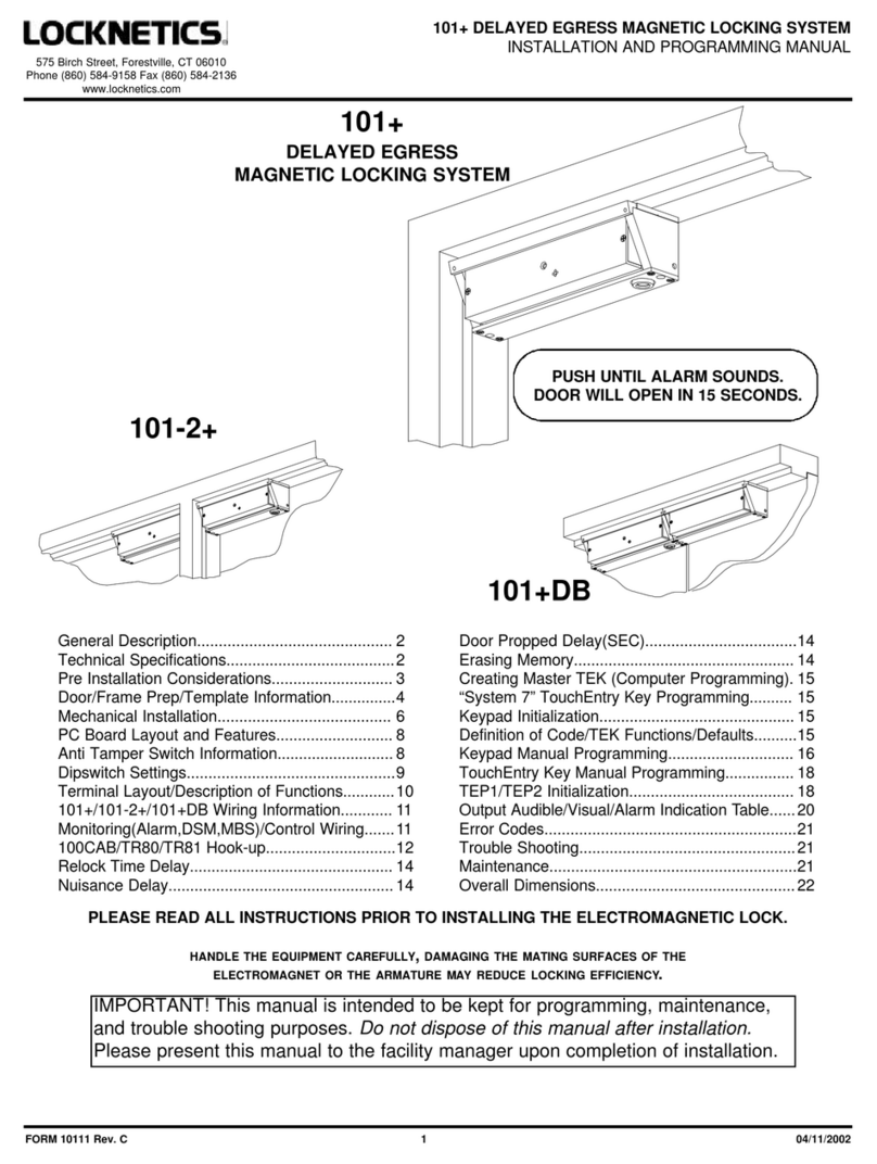 Locknetics 101+ Installation and programming manual