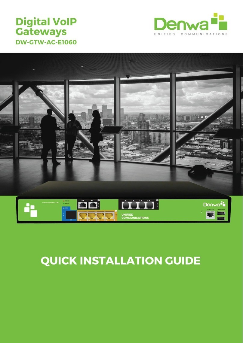 Denwa Communications DW-GTW-AC-E1060 Quick installation guide Denwa Communications DW-GTW-AC-E1060 Quick installation guide