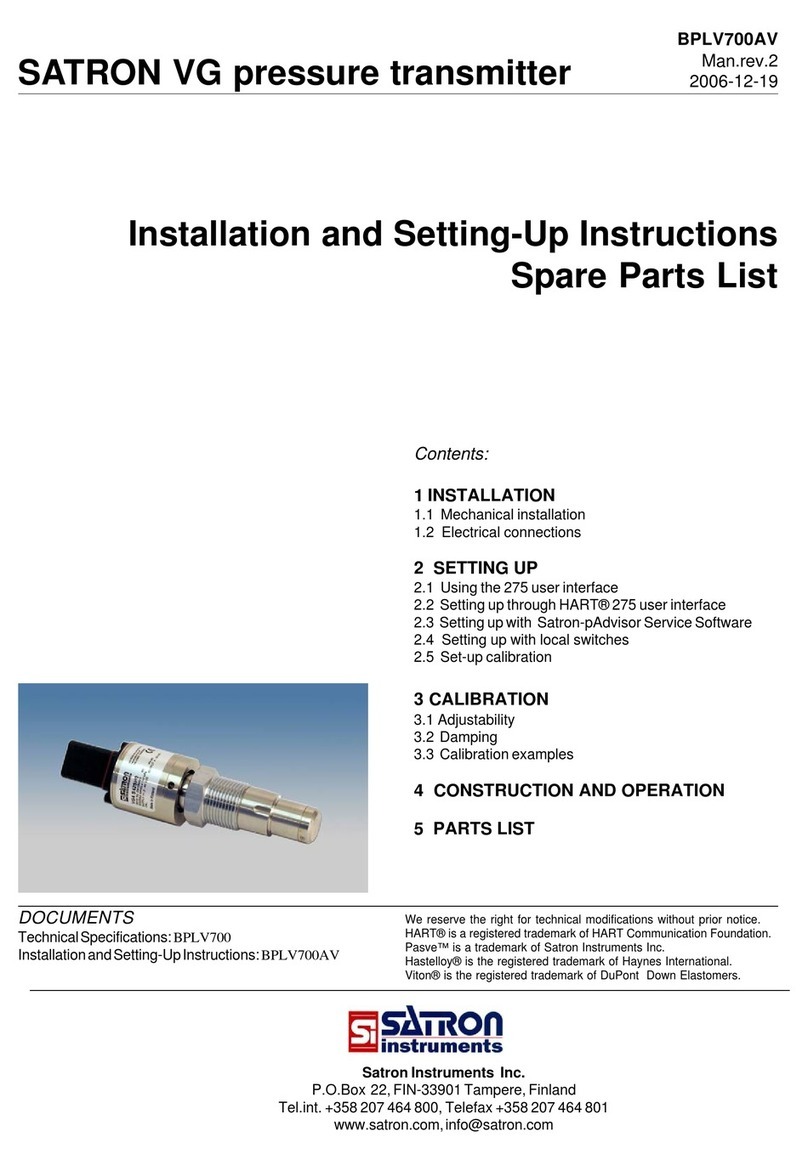 satron VG Installation and Setting-Up Instructions