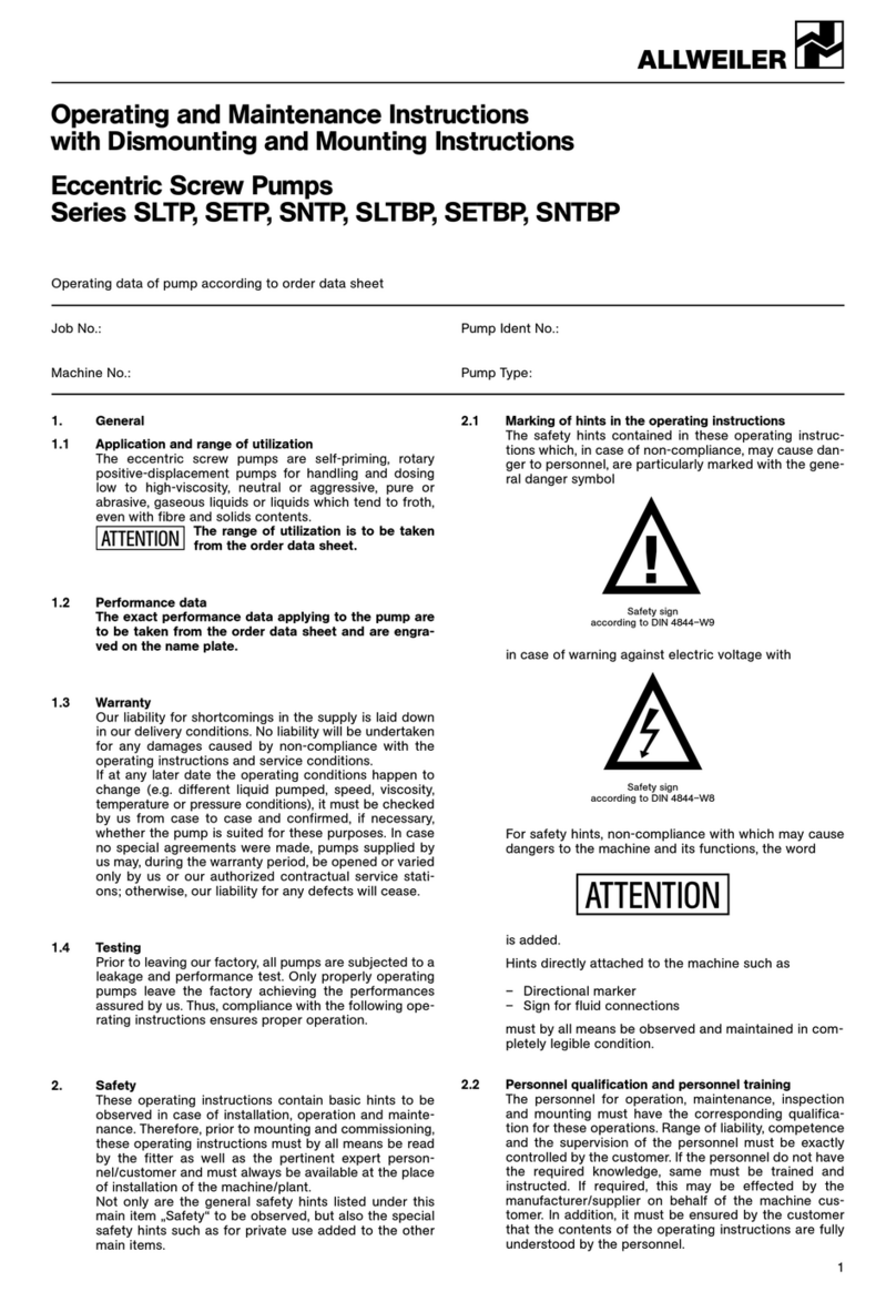Allweiler SLTP Series Operating and maintenance instructions Allweiler SLTP Series Operating and maintenance instructions