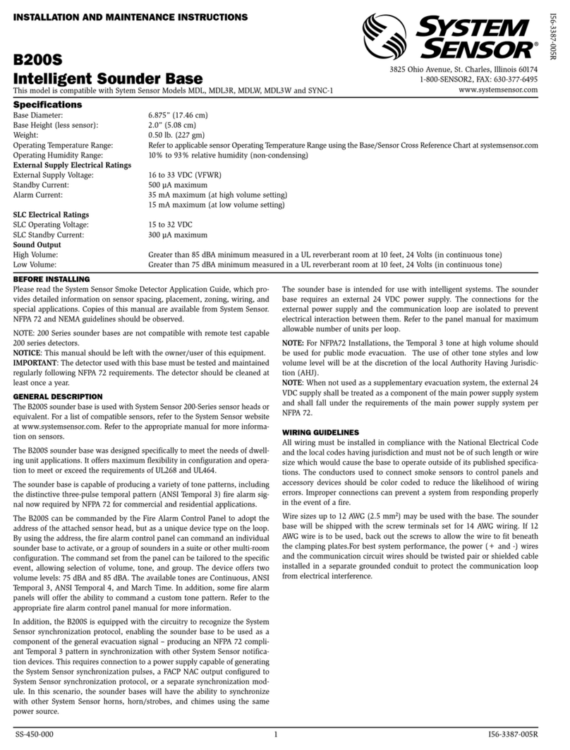 System Sensor B200S Application guide