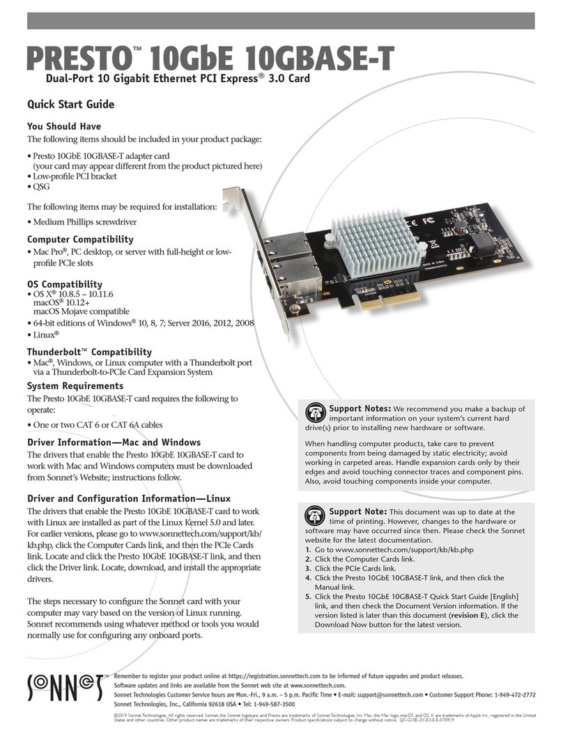 Sonnet PRESTO 10GbE 10GBASE-T User manual