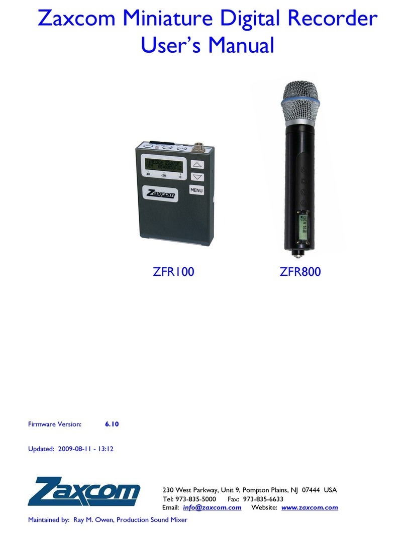 Zaxcom ZFR100 user manual
