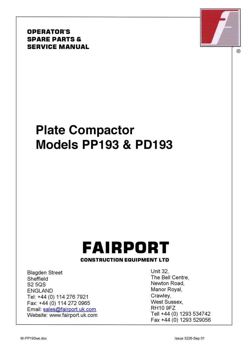 Fairport PP193 OPERATOR'S, SPARE PARTS & SERVICE MANUAL Fairport PP193 OPERATOR'S, SPARE PARTS & SERVICE MANUAL