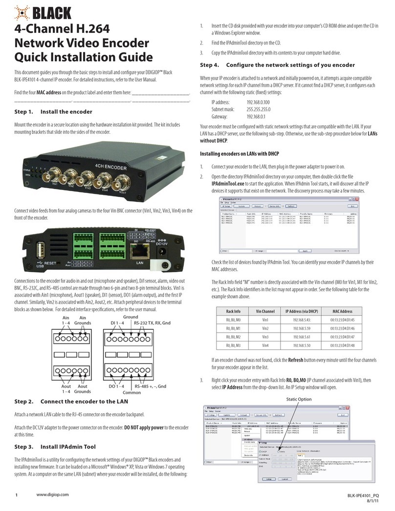 Digiop Black BLK-IPE4101 Quick installation guide