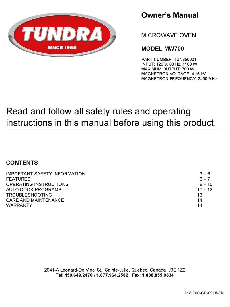 Tundra MW700 owner's manual