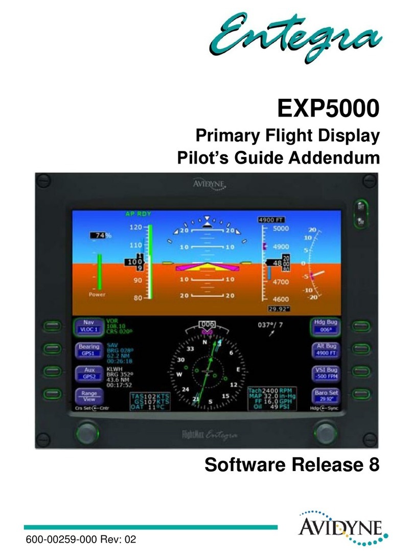 Avidyne Entegra EXP5000 Installation and operating instructions