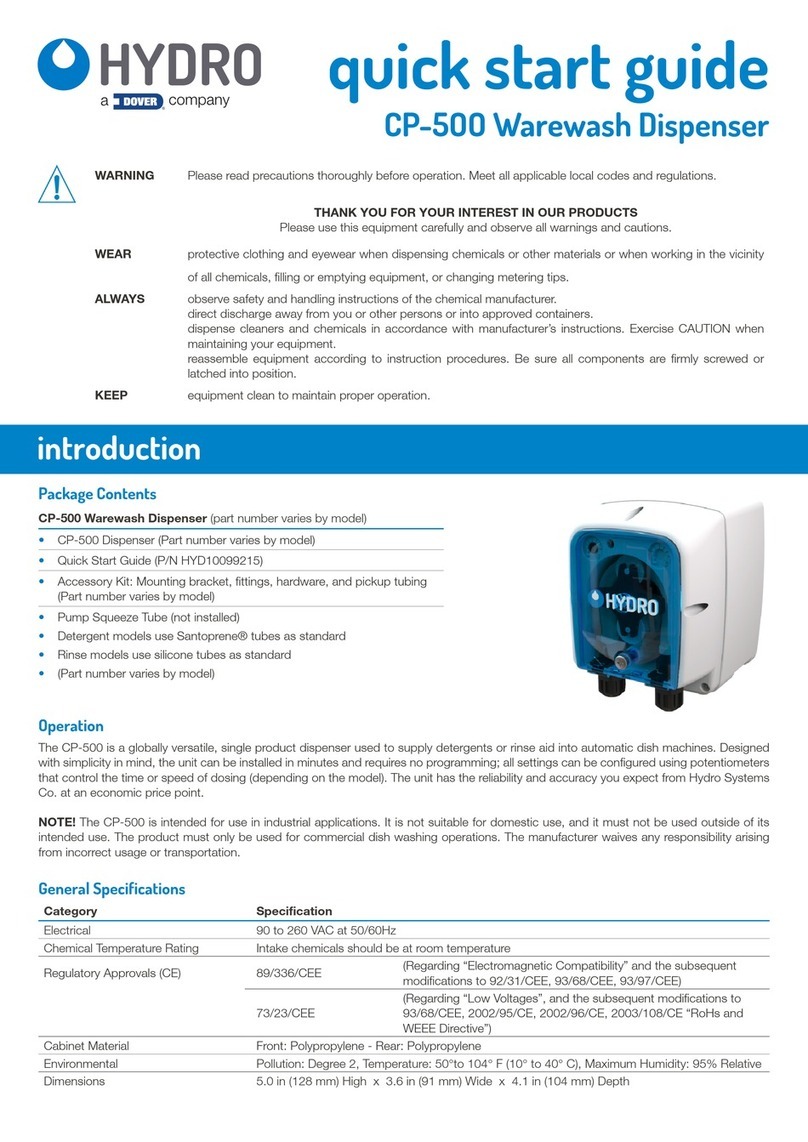 Hydro systems CP-500 quick start guide