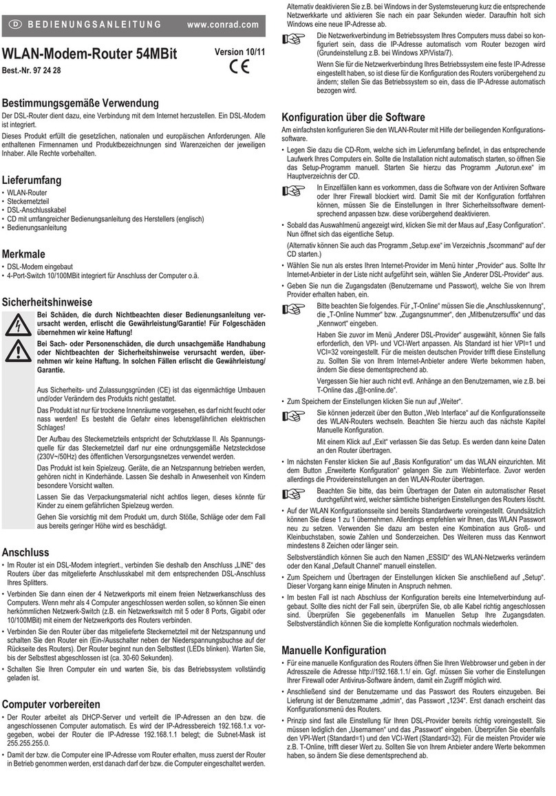 Conrad 97 24 28 operating instructions