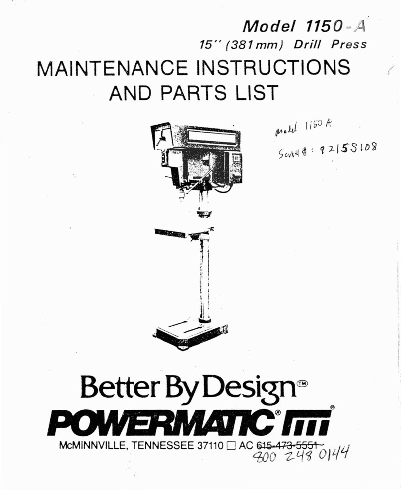 Powermatic Better By Design 1150-A Maintenance instructions and parts list