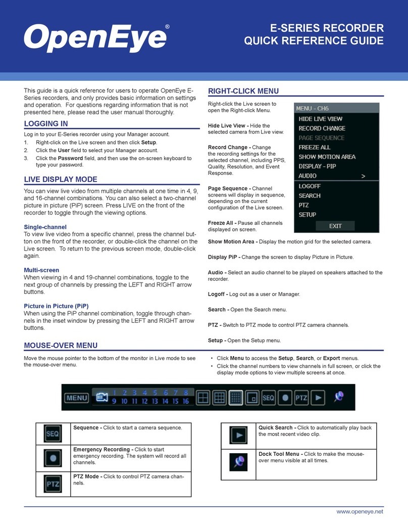 OpenEye E-Series Quick reference guide