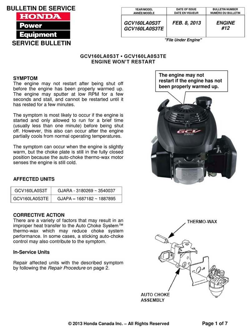 Honda Automobiles GCV160LA0S3T Service bulletin