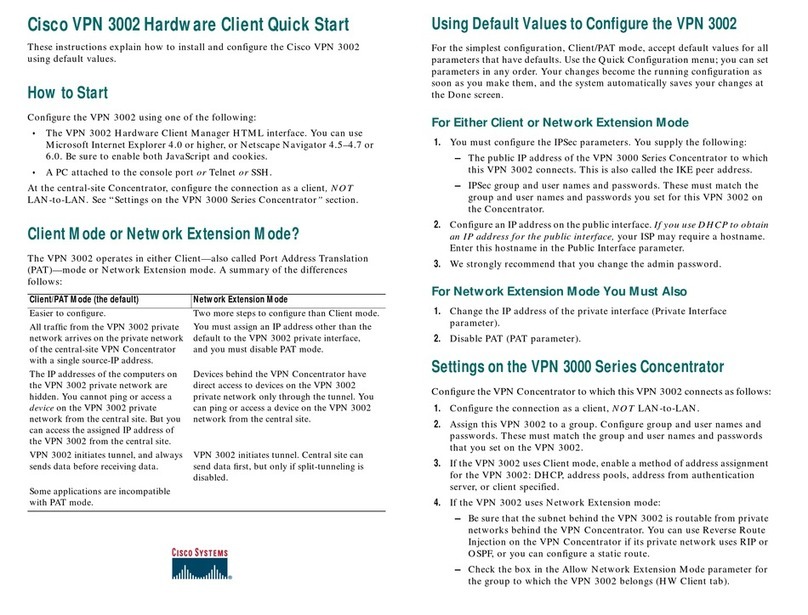 Cisco VPN 3002 Hardware Client Manager User manual