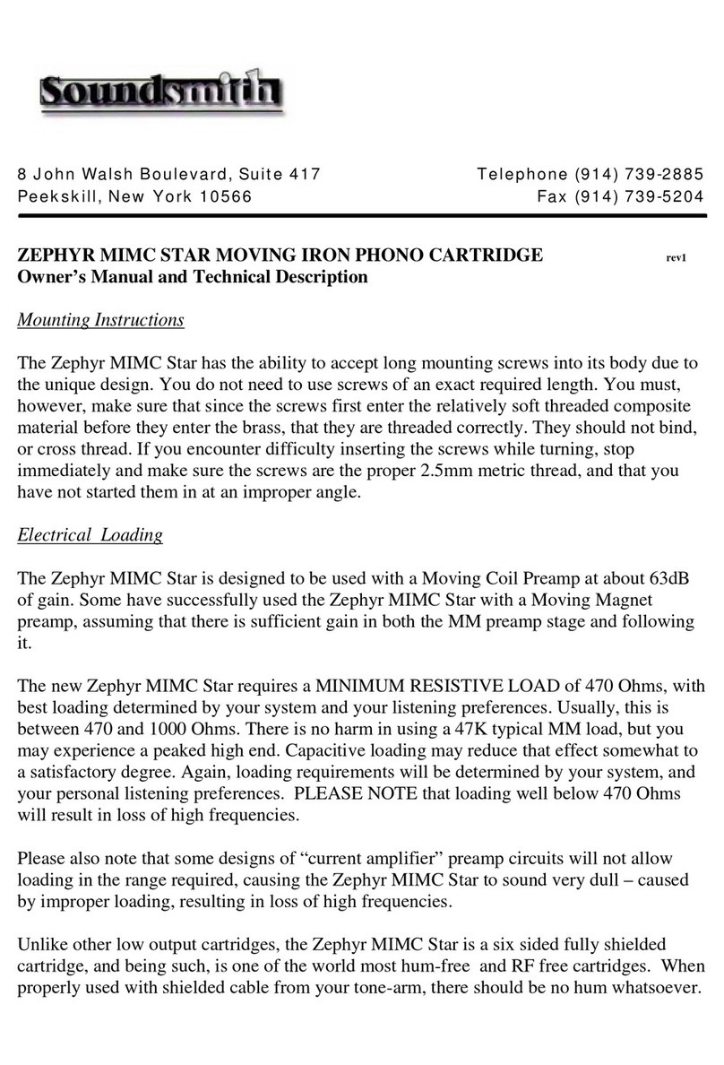 Soundsmith ZEPHYR MIMC Owner's manual and technical documentation Soundsmith ZEPHYR MIMC Owner's manual and technical documentation