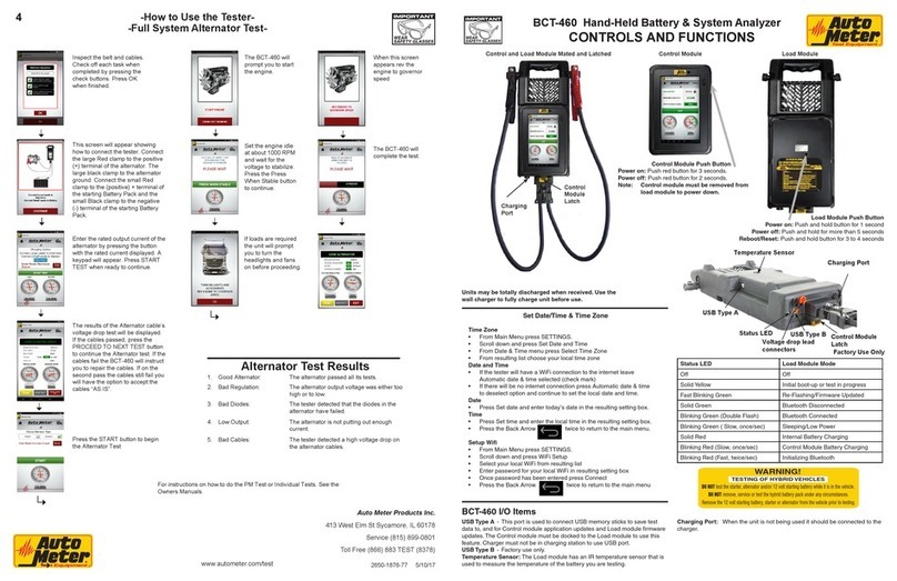 AutoMeter BCT-460 Use and maintenance manual