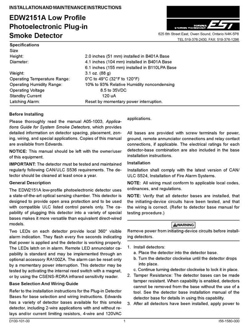 Edwards EST EDW2151A Installation and maintenance instructions
