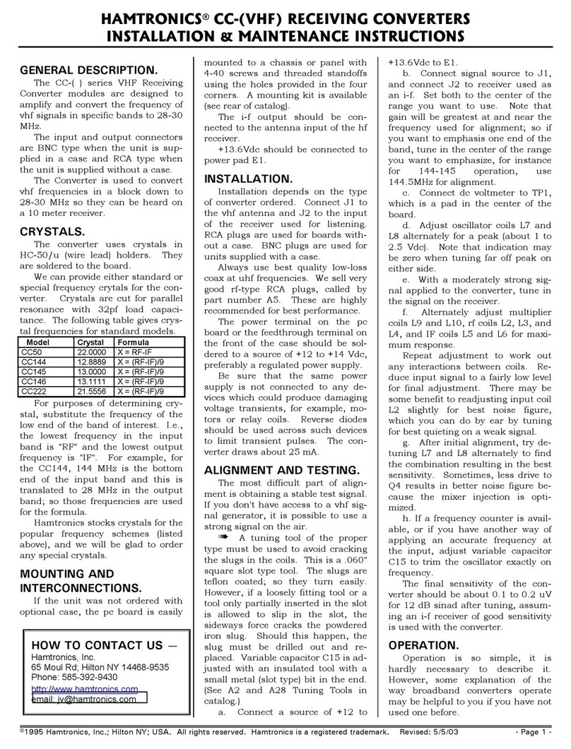 HAMTRONICS CC50 Installation & maintenance instructions HAMTRONICS CC50 Installation & maintenance instructions