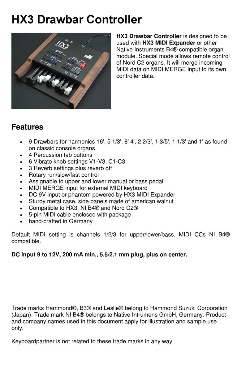 KEYBOARDPARTNER HX3 Drawbar Controller user manual