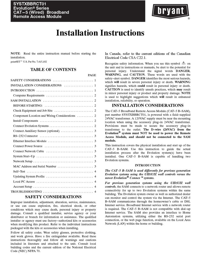 Bryant Evolution SYSTXBBRCT01 Series User manual