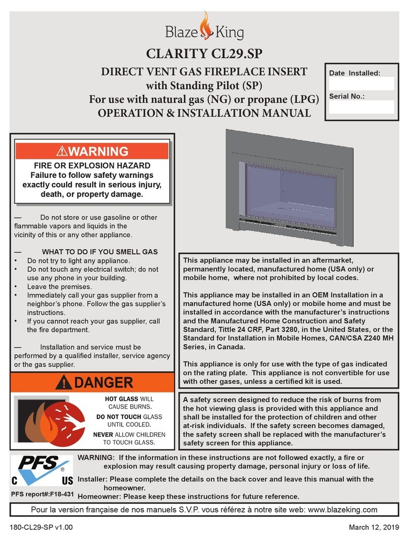 Blaze King Clarity CL29.SP User manual