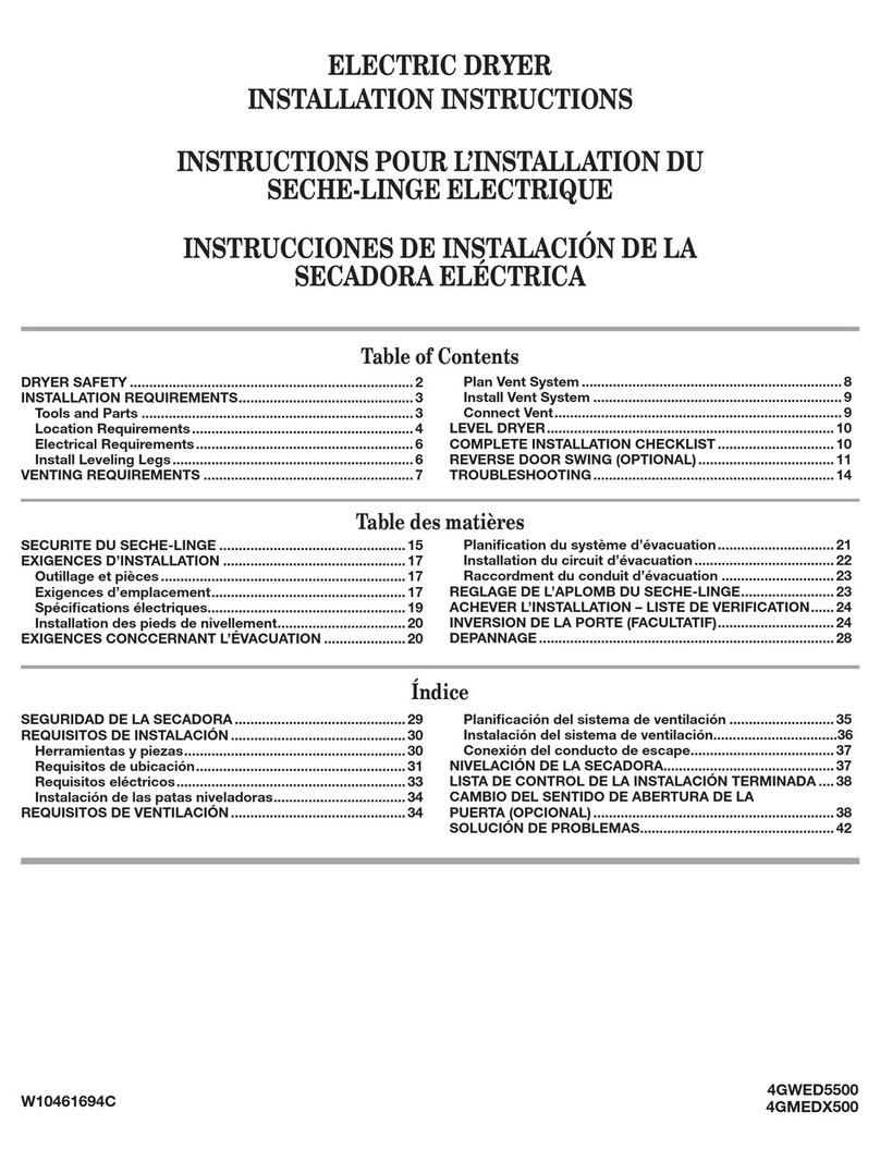 Whirlpool 4GWED5500 installation instructions