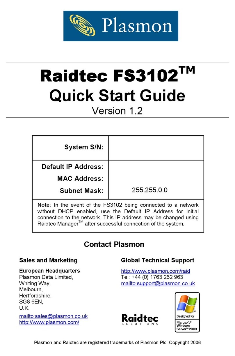Plasmon Raidtec FS3102 quick start guide Plasmon Raidtec FS3102 quick start guide