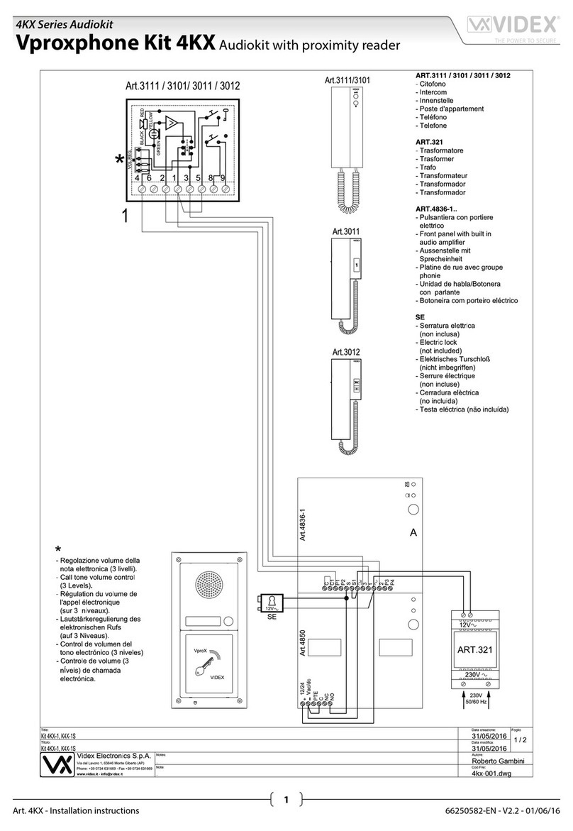 Videx Vproxphone Kit 4KX Series User manual