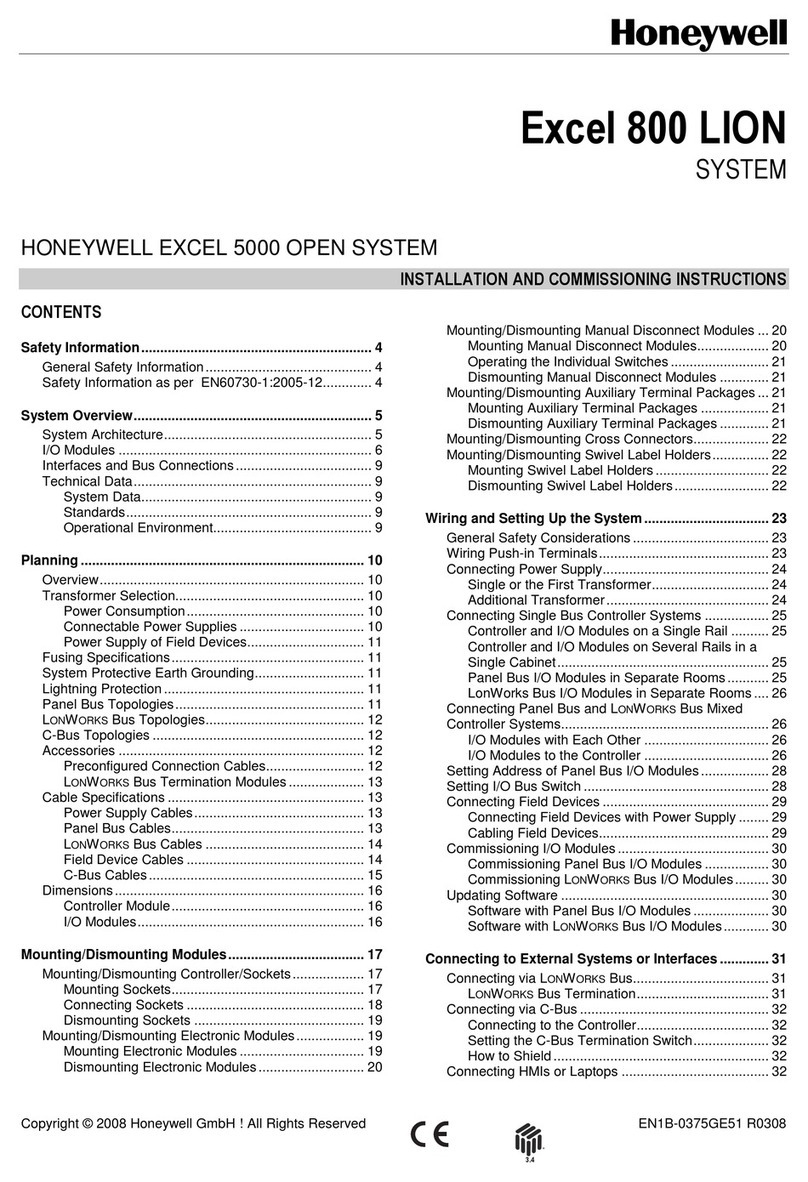 Honeywell Excel 800 LION Installation and operation manual Honeywell Excel 800 LION Installation and operation manual