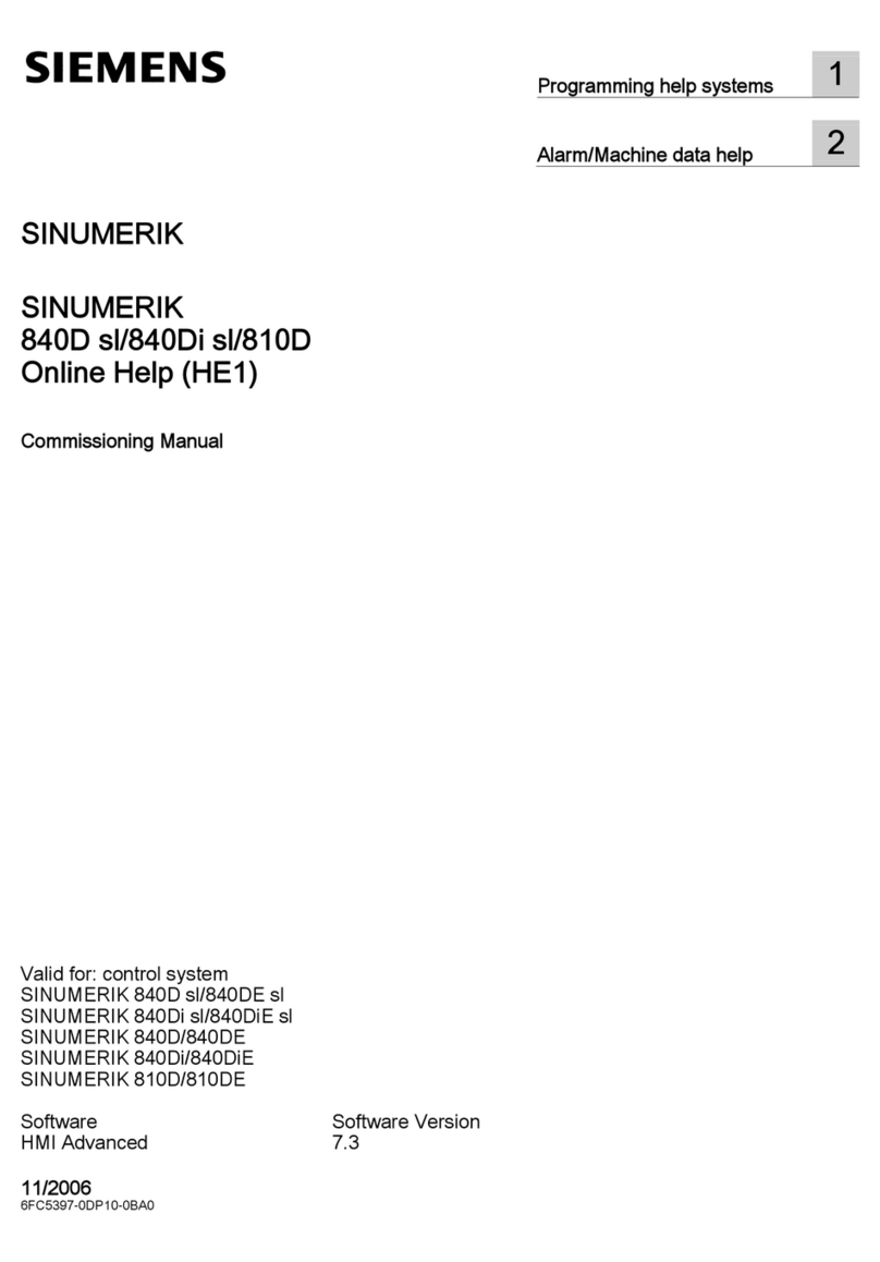 Siemens SINUMERIK 840 sl Quick start guide