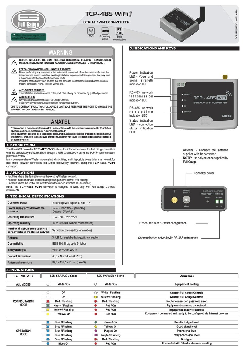Full Gauge Controls TCP-485 WiFi manual
