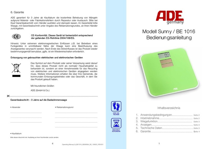 ADE Sunny BE 1016 instruction manual