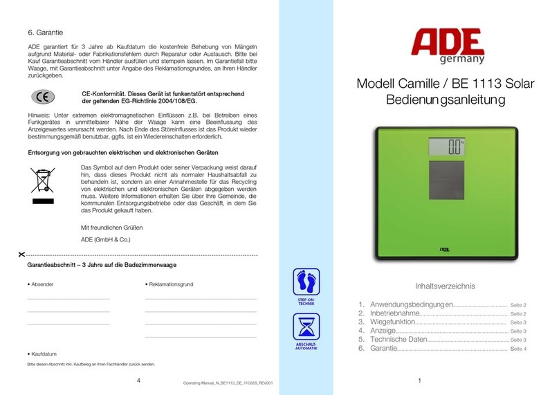 ADE Camille BE 1113 Solar User manual
