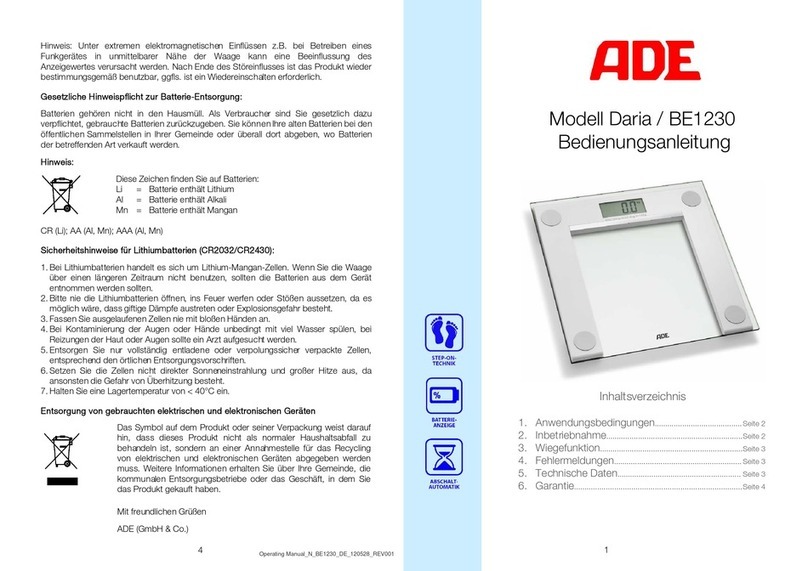 ADE Daria BE 1230 User manual