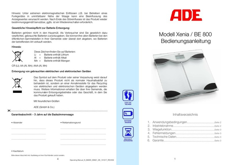 ADE Xenia BE 800 User manual