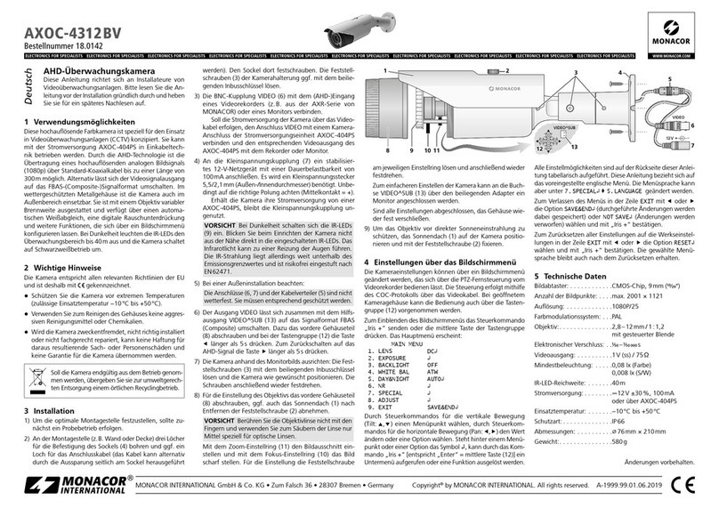 Monacor AXOC-4312BV quick start guide