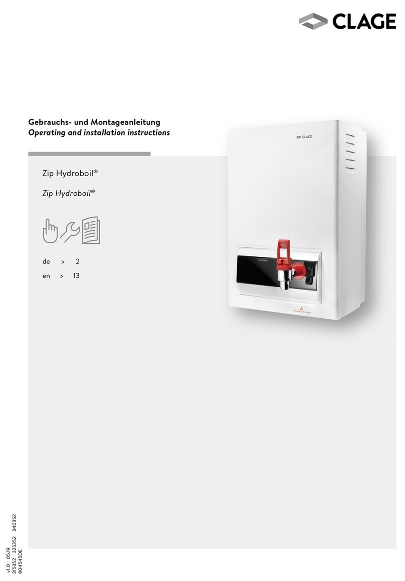 clage Zip Hydroboil Series Operating and installation instructions