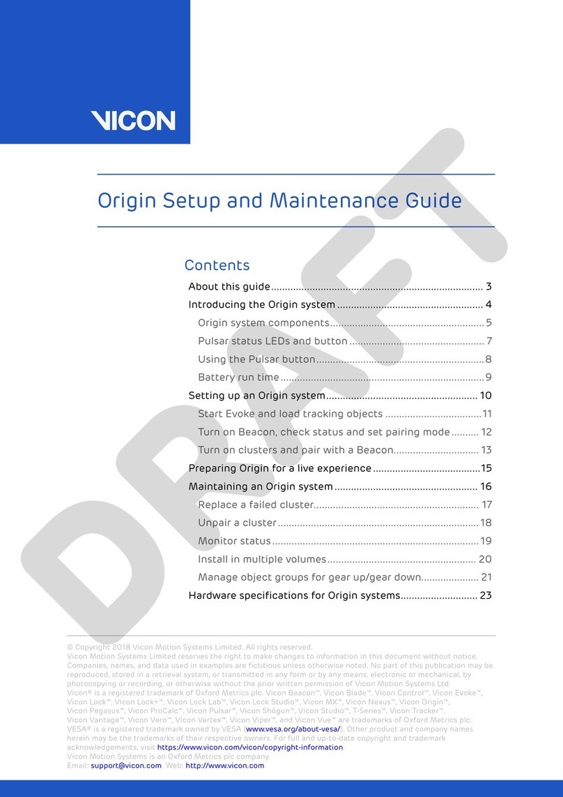 Vicon Origin Setup and maintenance guide