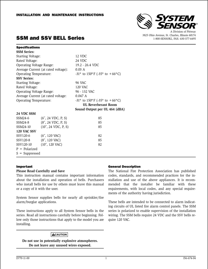 System Sensor SSM Series Installation and maintenance instructions