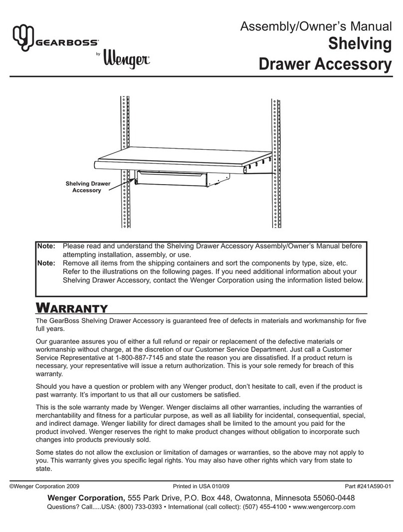 Wenger GearBoss Shelving Drawer Accessory Assembly & owners manual