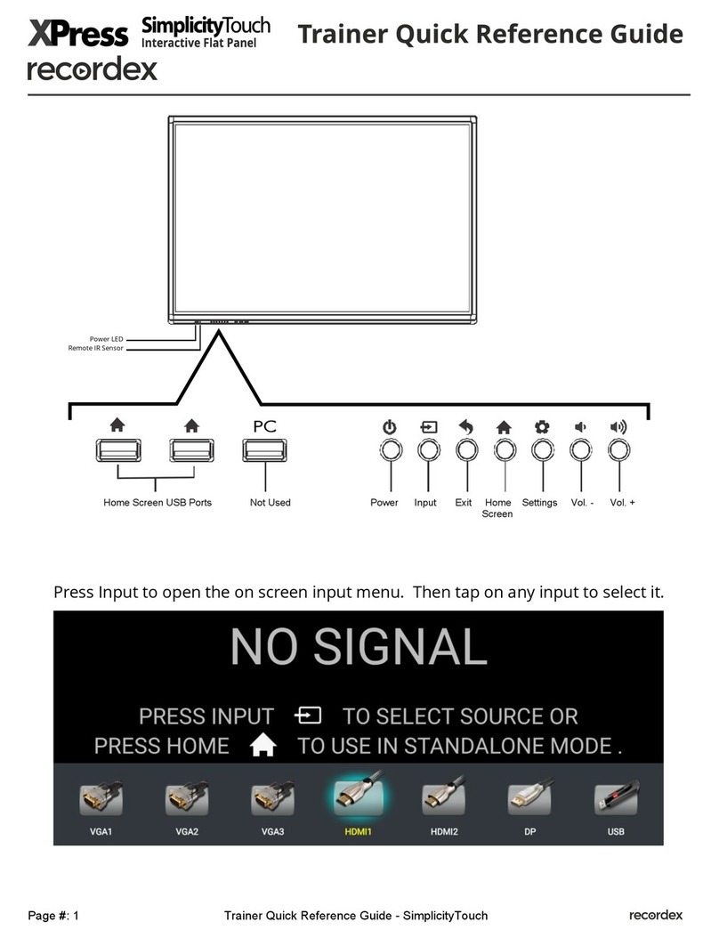 Recordex SimplicityTouch Quick reference guide