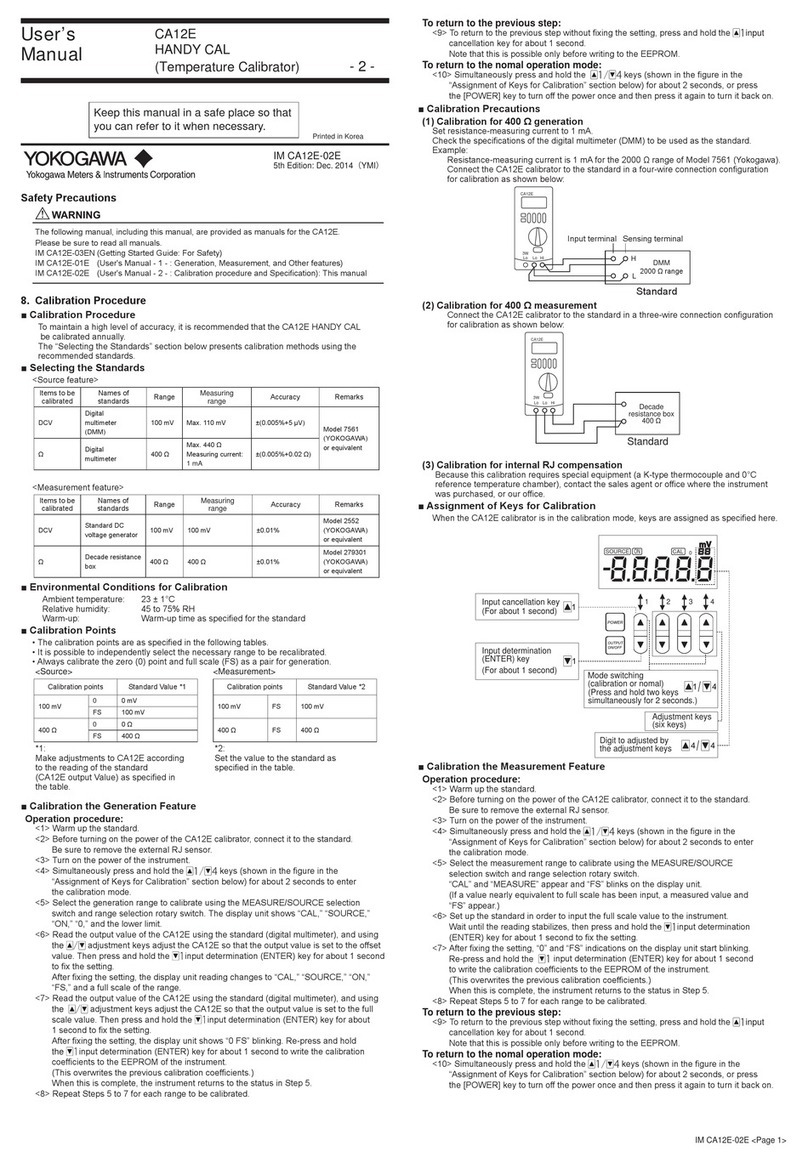 YOKOGAWA CA12E HANDY CAL User manual