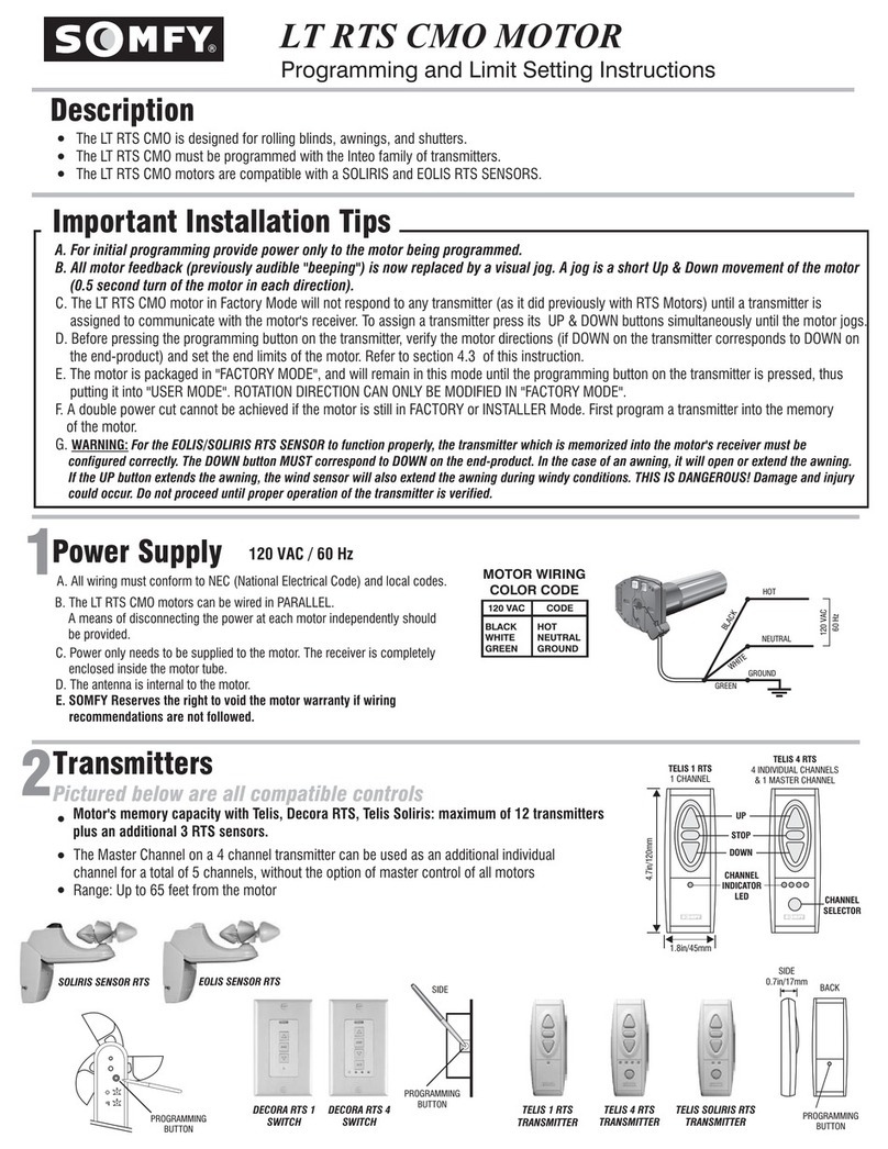 SOMFY LT RTS CMO Setting instructions SOMFY LT RTS CMO Setting instructions