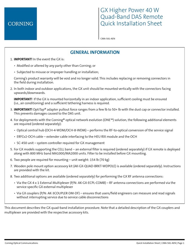 CORNING ONE GX Quick installation sheet