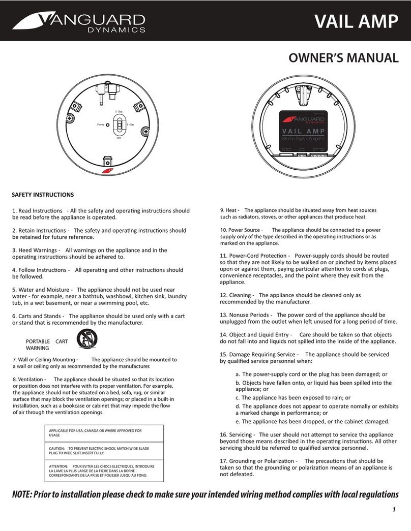 Vanguard Dynamics VAIL AMP owner's manual