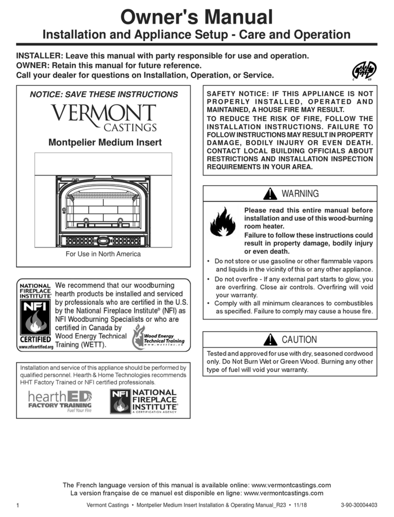 Vermont Castings Montpelier Medium Insert User manual