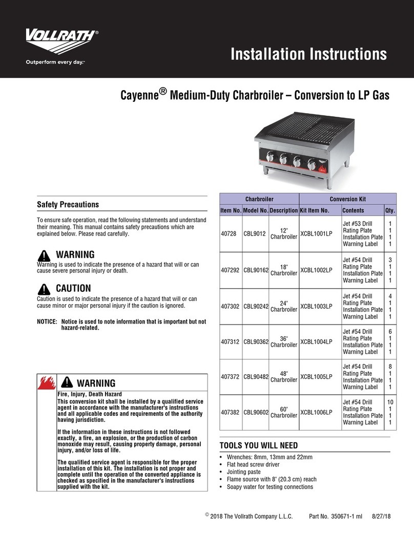 Vollrath Cayenne CBL9012 installation instructions