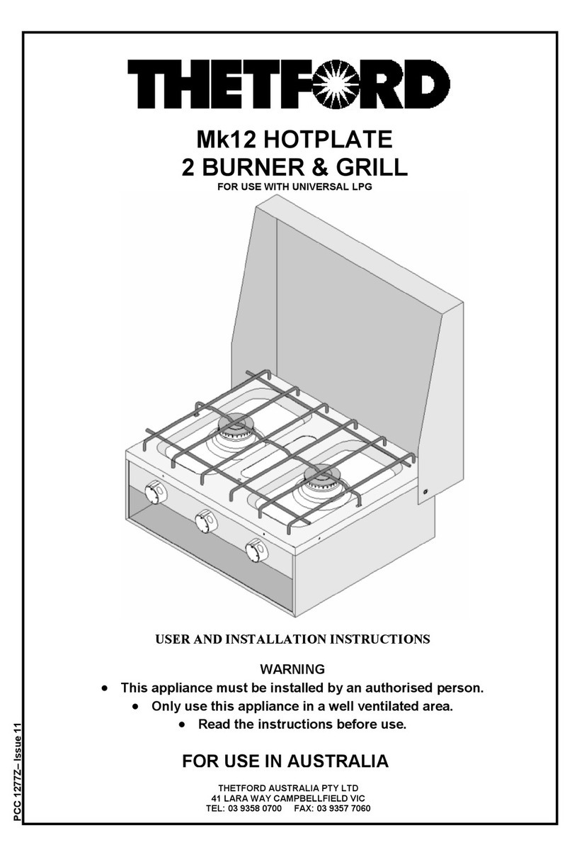 Thetford Mk12 HOTPLATE User and installation instructions