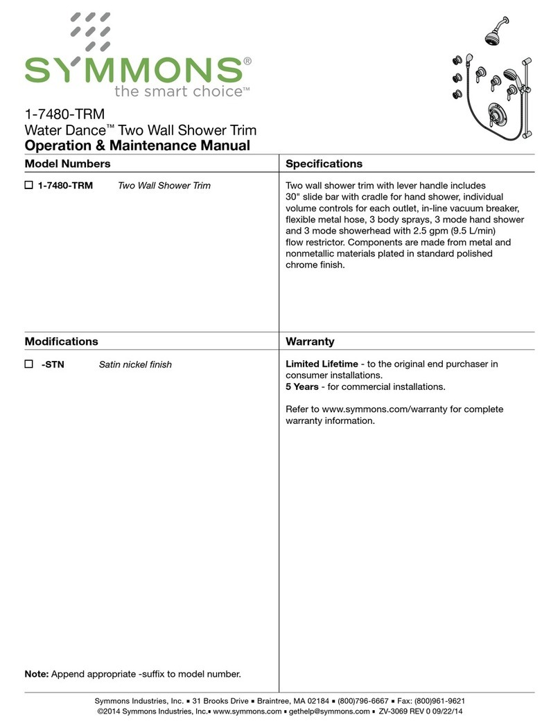 Symmons The Smart Choice Water Dance 1-7480-TRM Manual