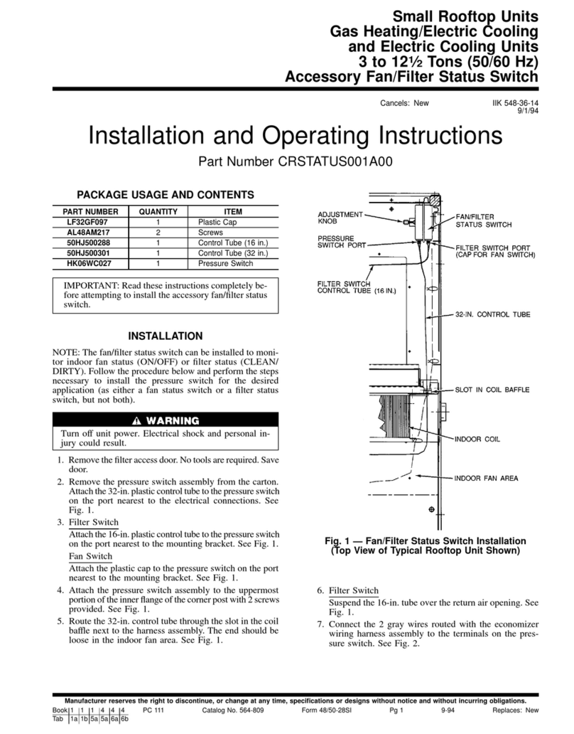 Carrier CRSTATUS001A00 Installation and operating instructions