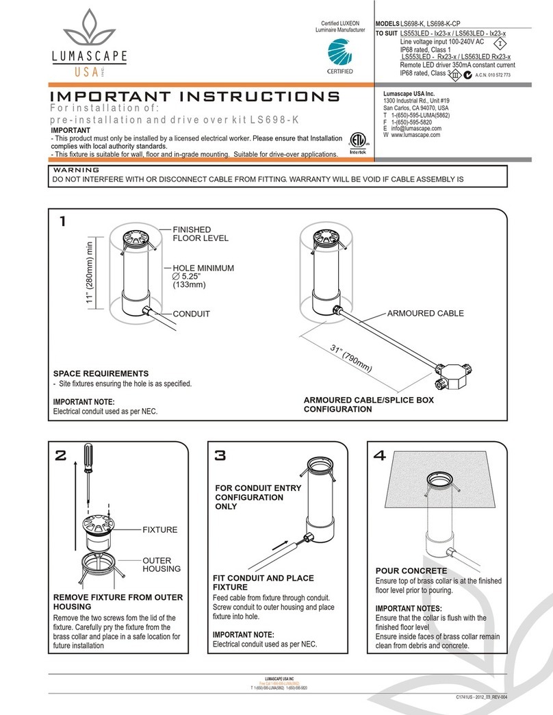 Lumascape LS698-K Important instructions
